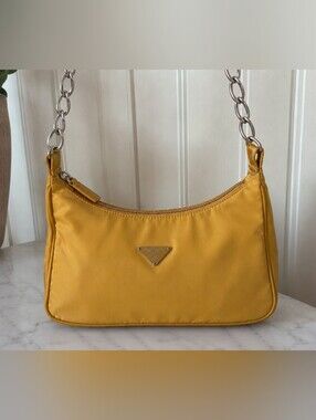 Prada Yellow Nylon Mini Shoulder Bag – Zip Top – Made in Italy